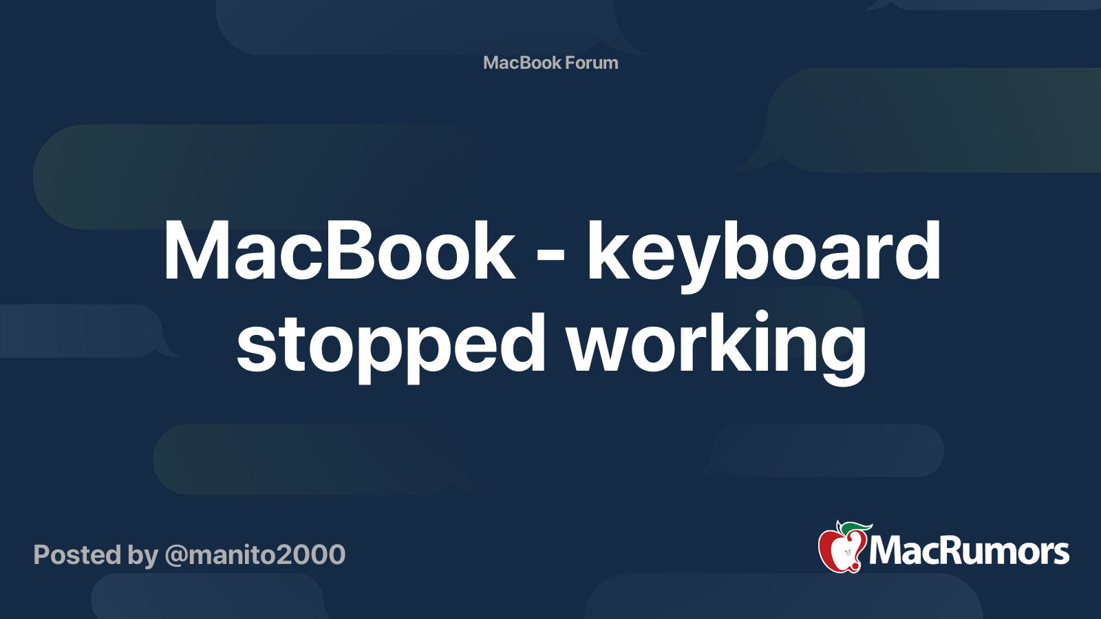 MacBook keyboard stopped working MacRumors Forums