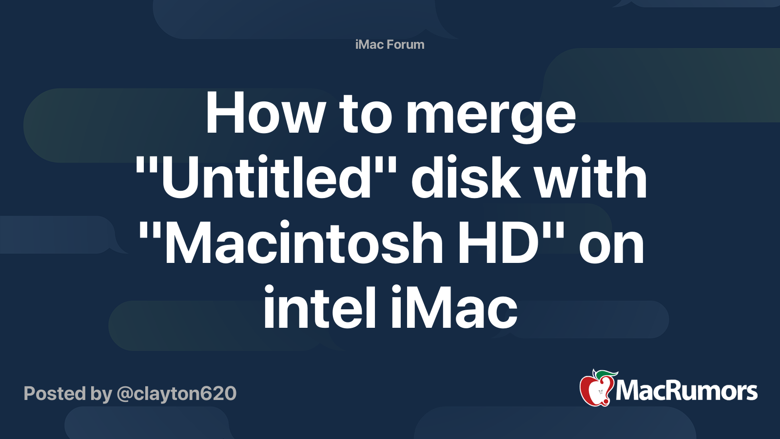 How To Merge Untitled Disk With Macintosh HD On Intel IMac