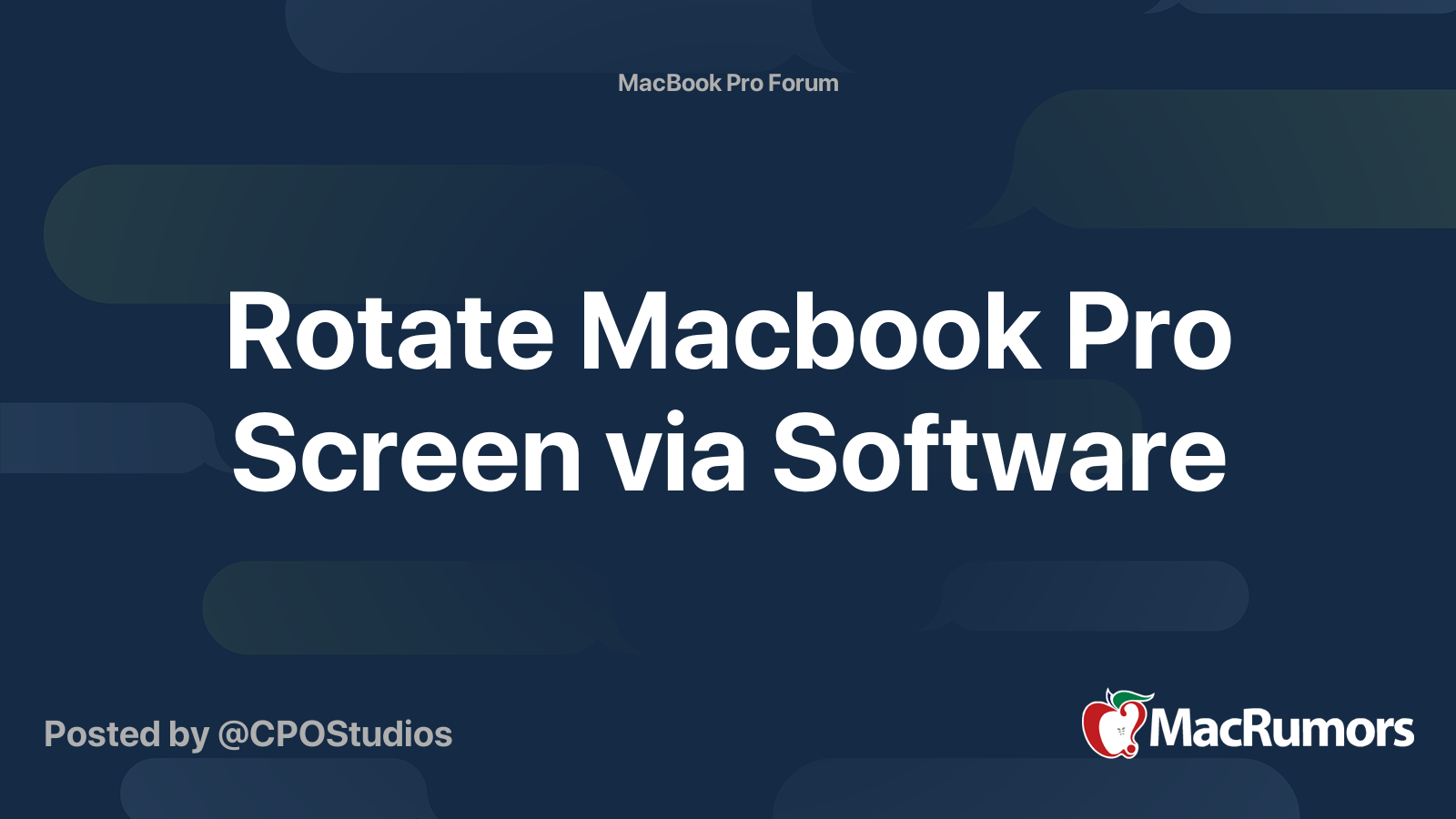 Rotate Macbook Pro Screen via Software | MacRumors Forums