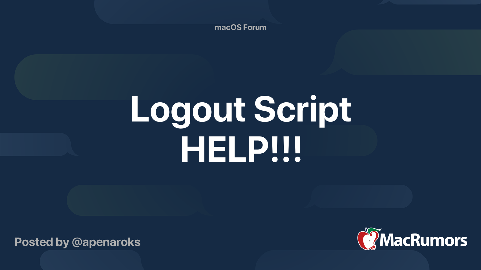 Logout Script HELP!!! MacRumors Forums