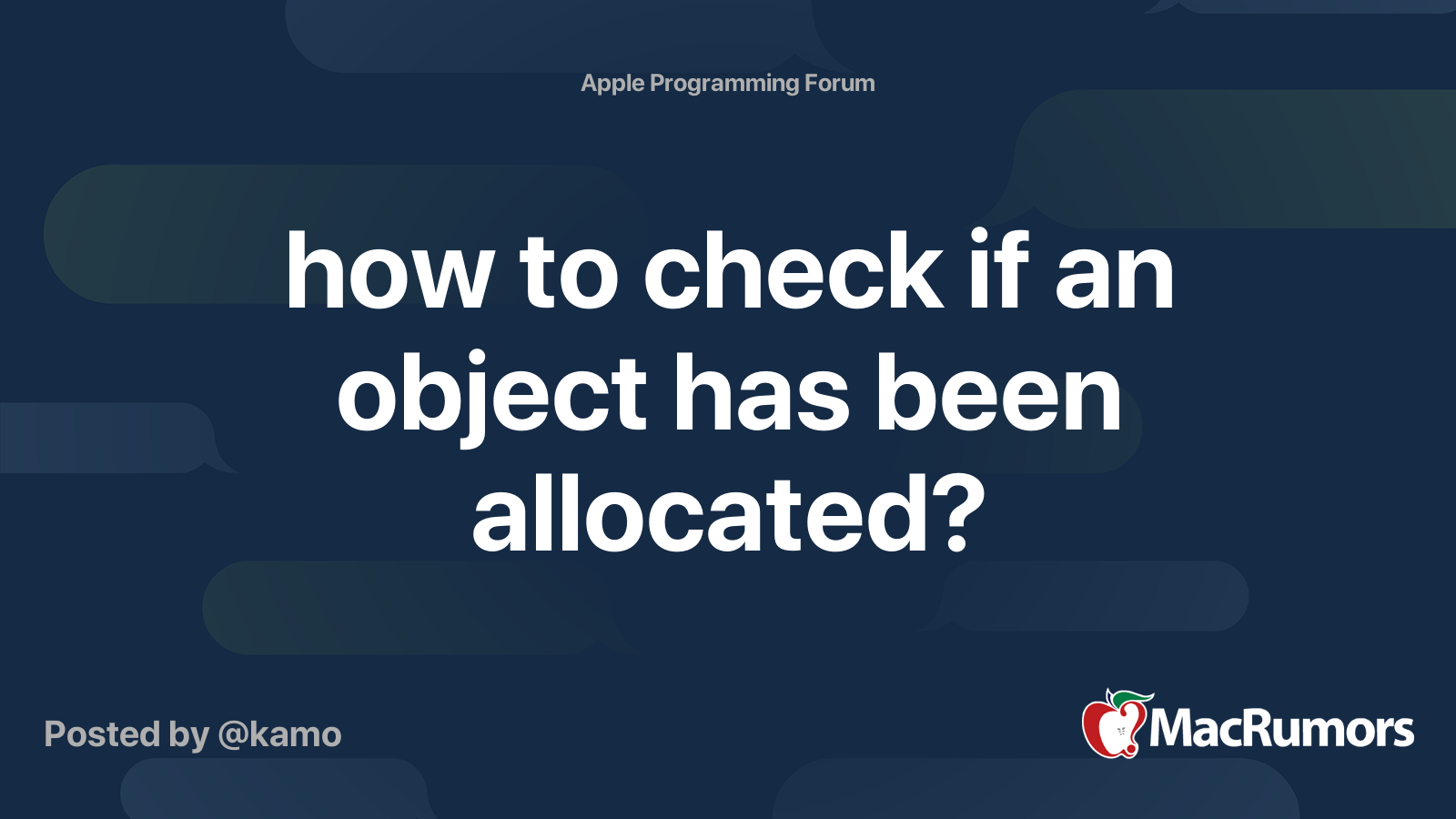 How To Check If An Object Has Been Allocated MacRumors Forums
