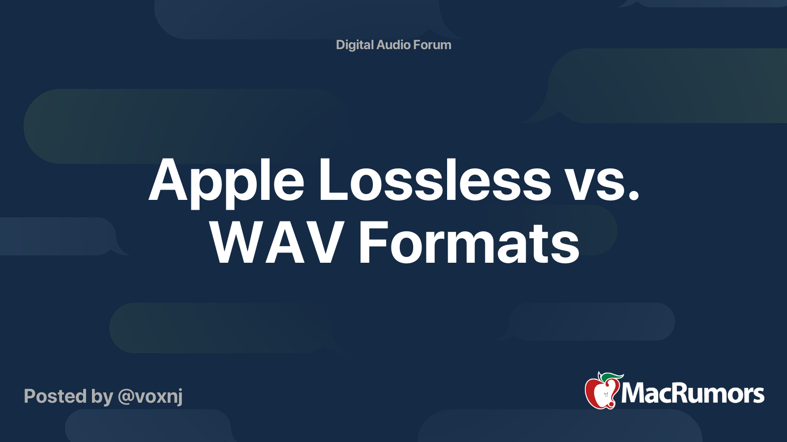 Apple Lossless vs. WAV Formats | MacRumors Forums