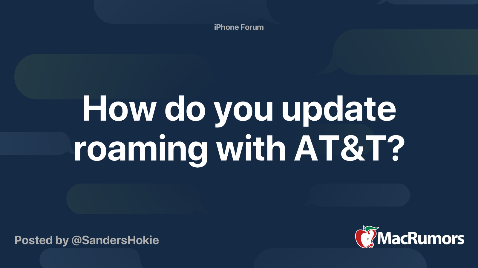 How do you update roaming with AT&T? | MacRumors Forums