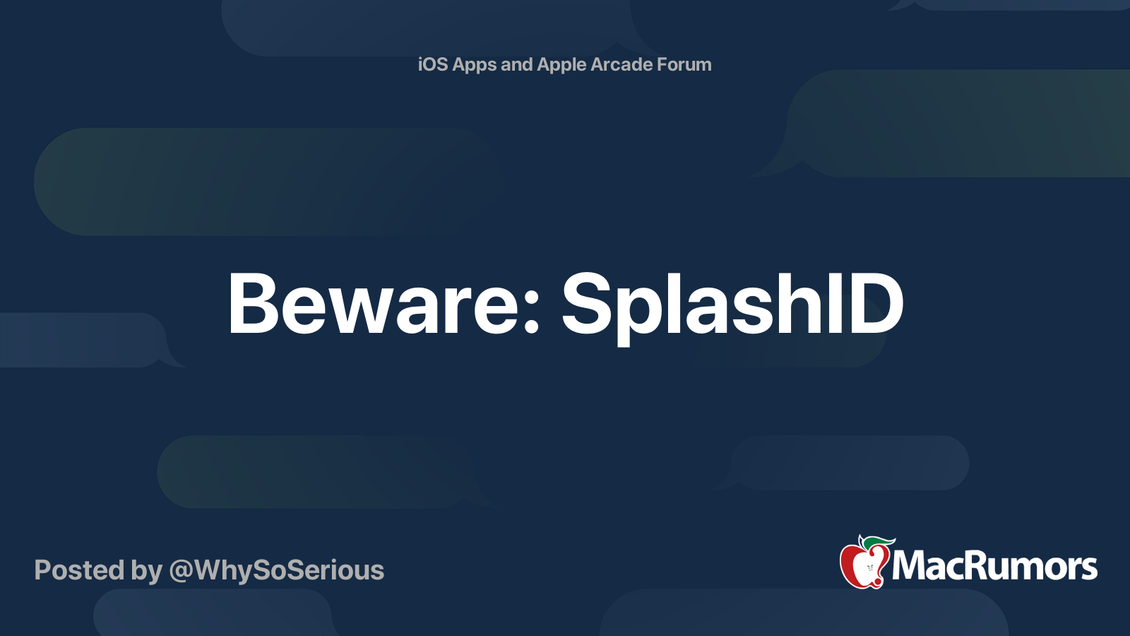 Beware: SplashID | MacRumors Forums