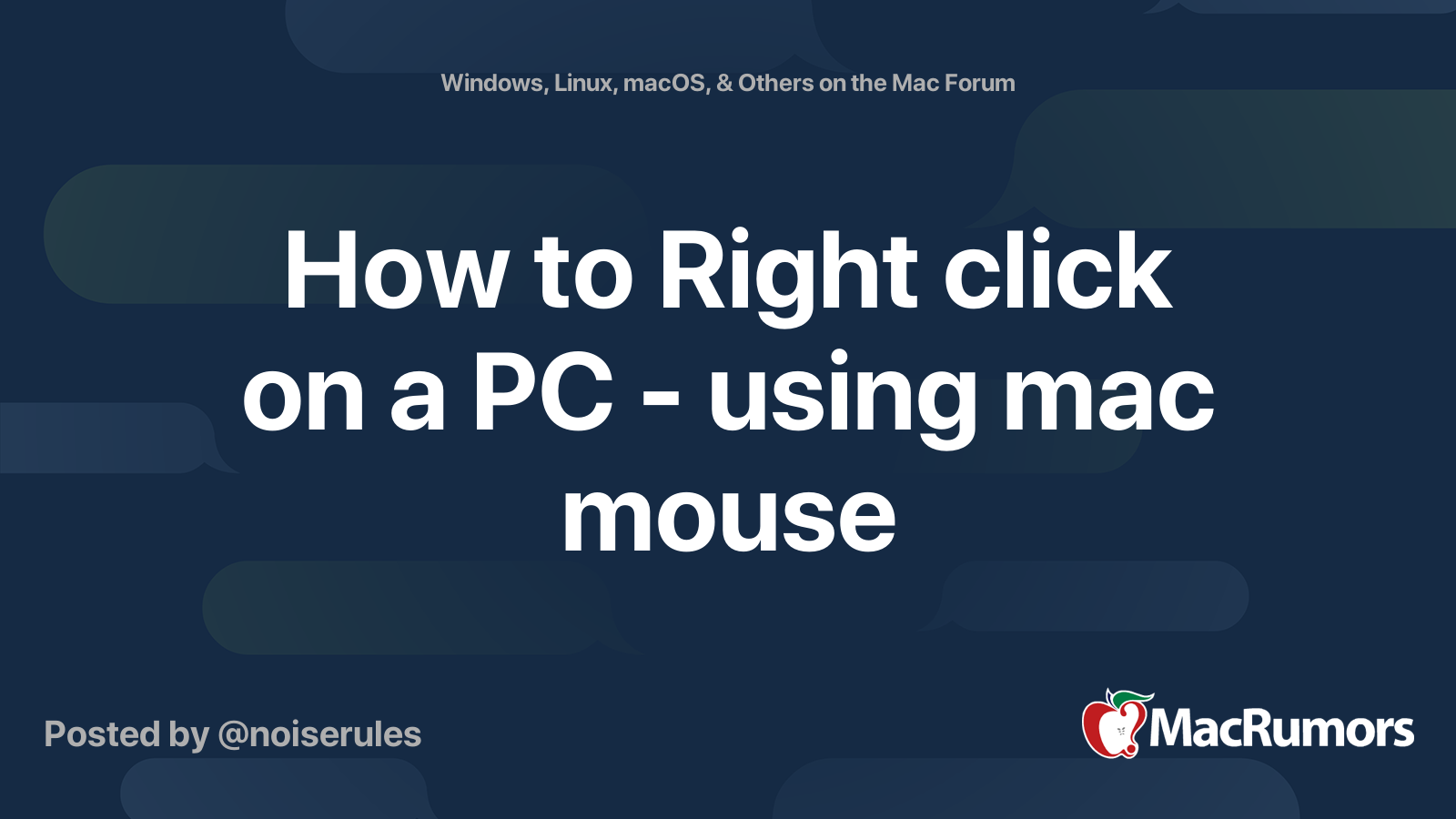 How to Right click on a PC using mac mouse MacRumors Forums