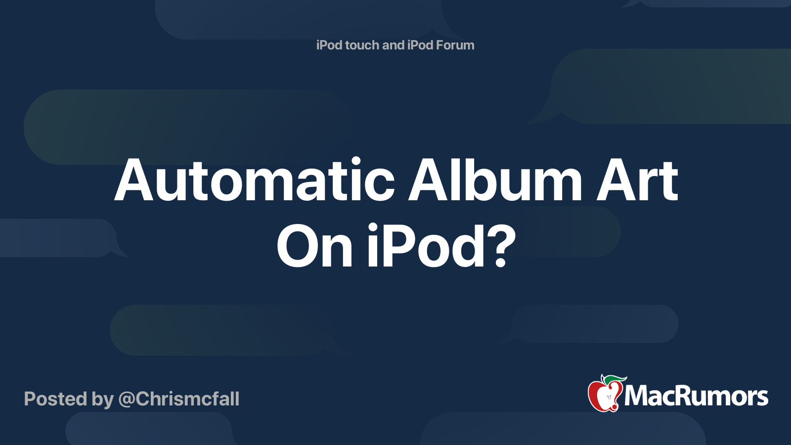 Automatic Album Art On iPod? MacRumors Forums