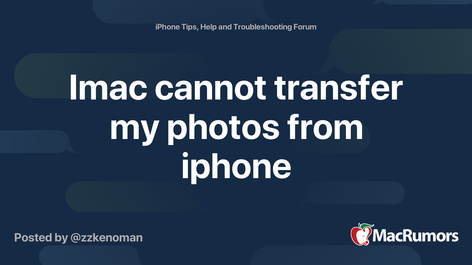 Imac cannot transfer my photos from iphone | MacRumors Forums