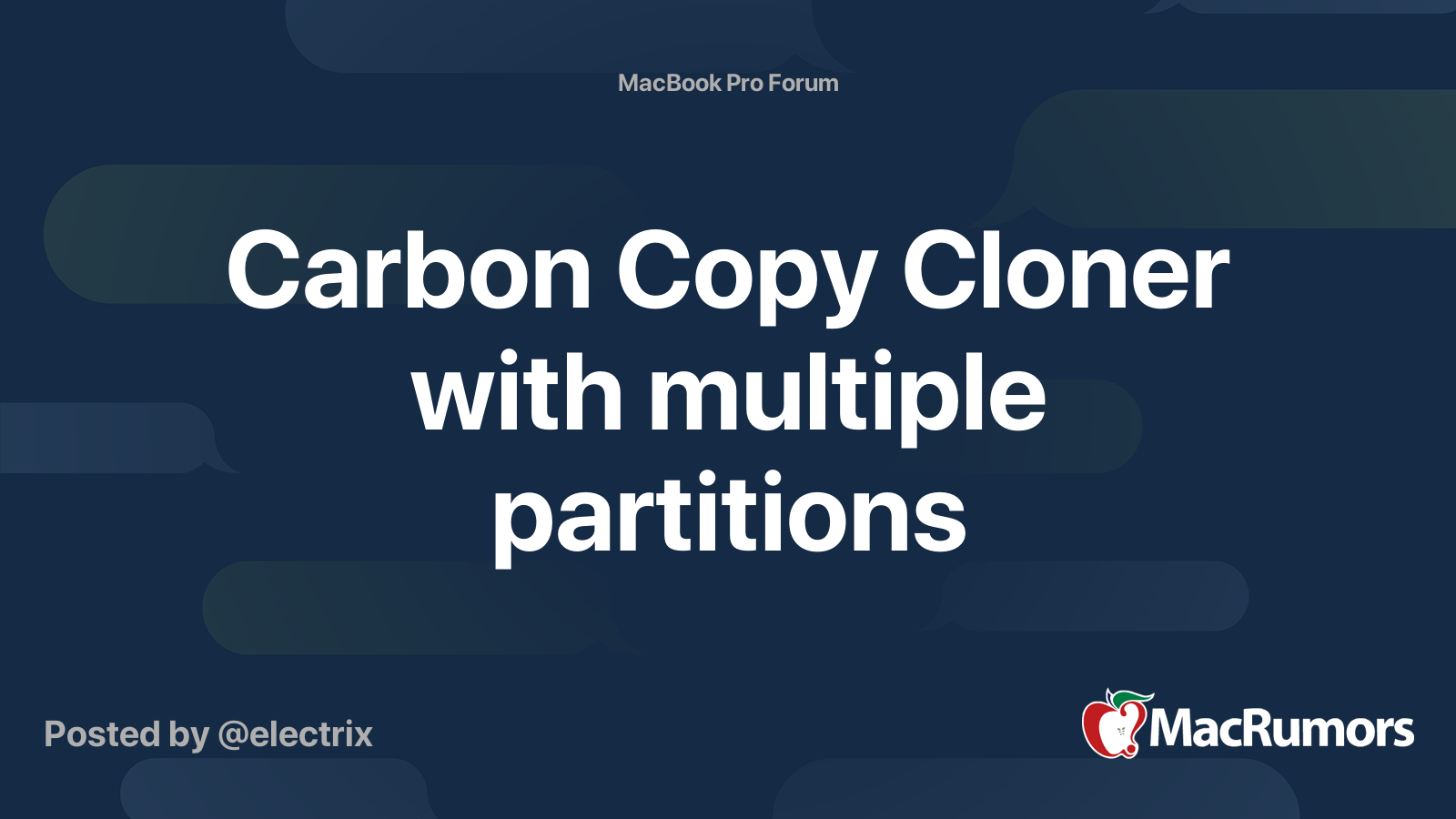 Carbon Copy Cloner with multiple partitions MacRumors Forums