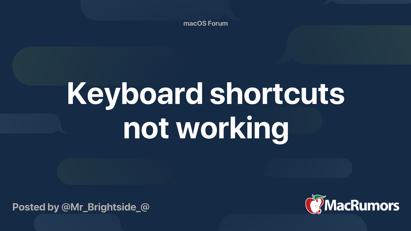 Keyboard shortcuts not working MacRumors Forums