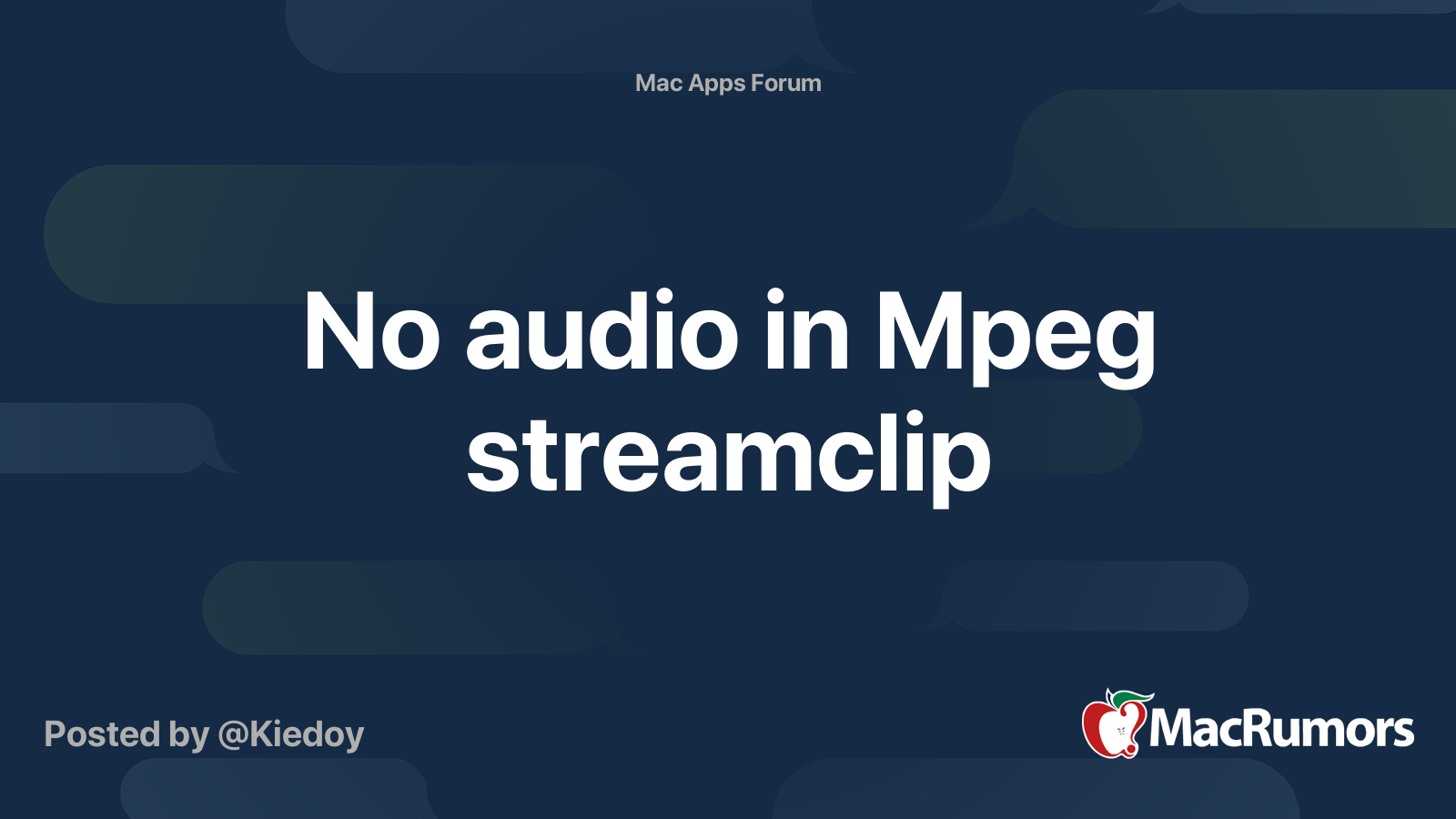 No audio in Mpeg streamclip MacRumors Forums