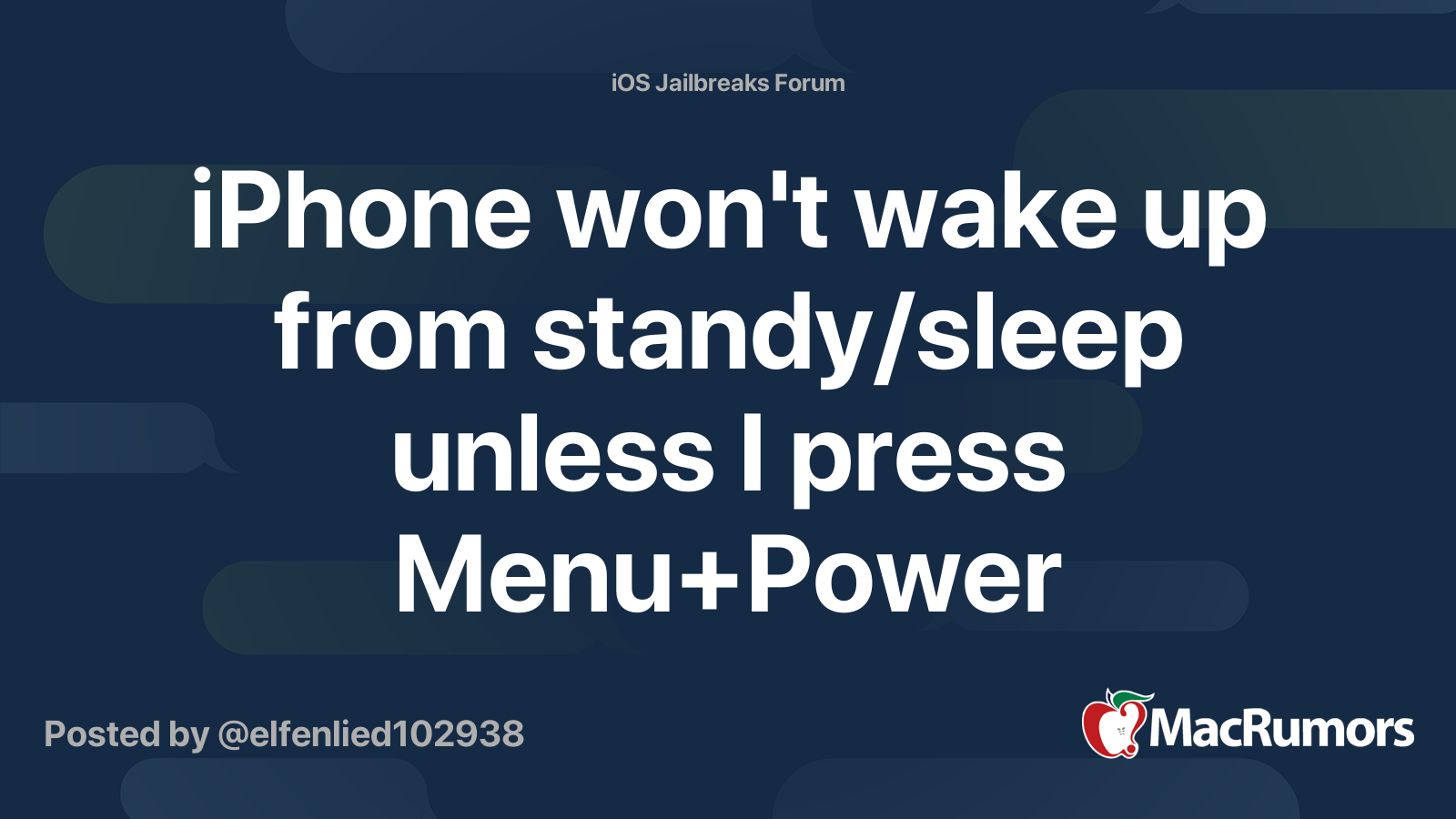 iPhone won't wake up from standy/sleep unless I press Menu+Power