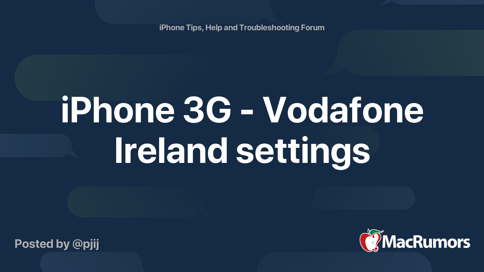 iPhone 3G Vodafone Ireland settings MacRumors Forums