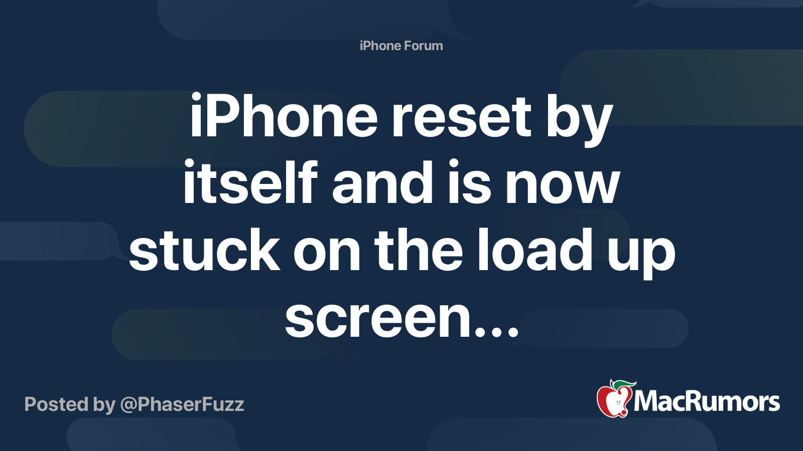 iPhone reset by itself and is now stuck on the load up screen