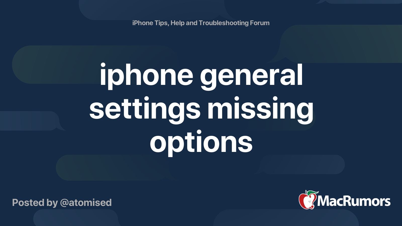 iphone general settings missing options | MacRumors Forums