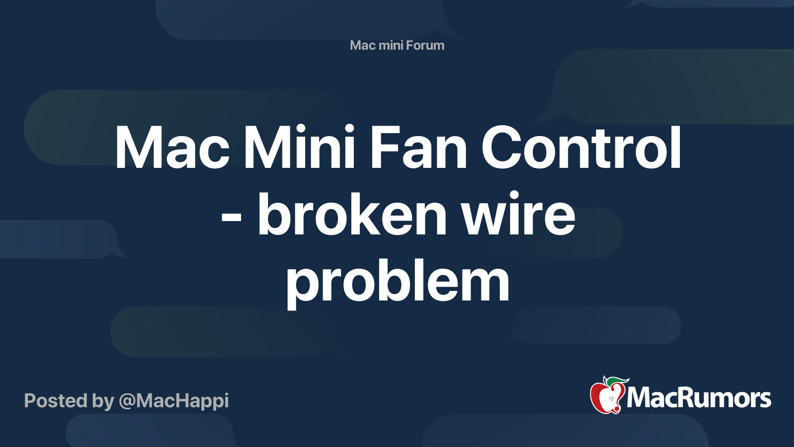 Mac Mini Fan Control broken wire problem MacRumors Forums