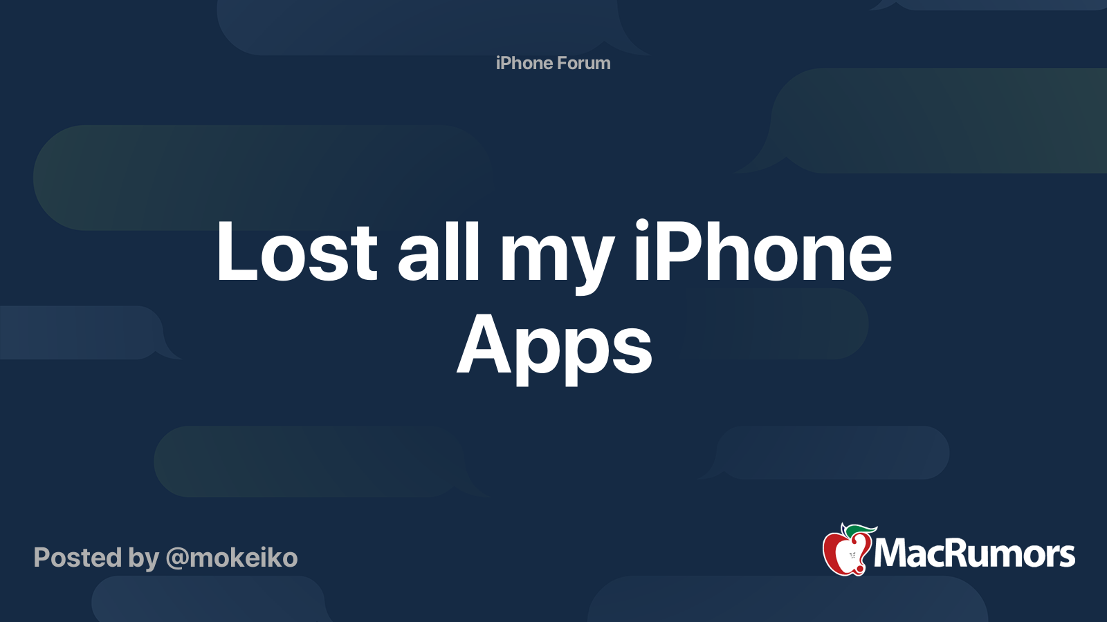 Lost all my iPhone Apps | MacRumors Forums