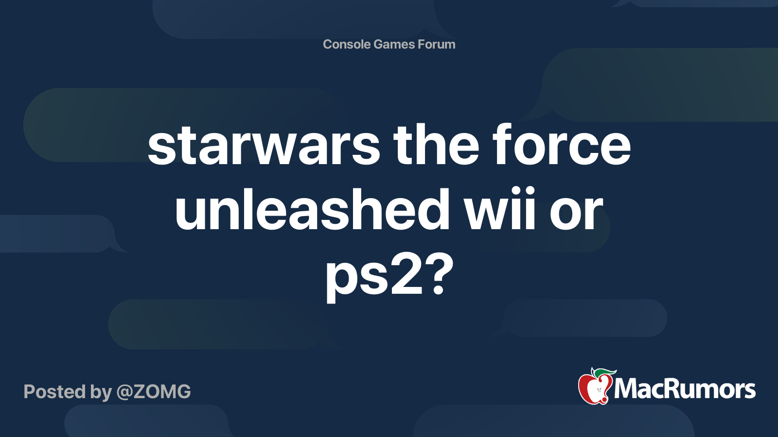 Starwars The Force Unleashed Wii Or Ps2 Macrumors Forums