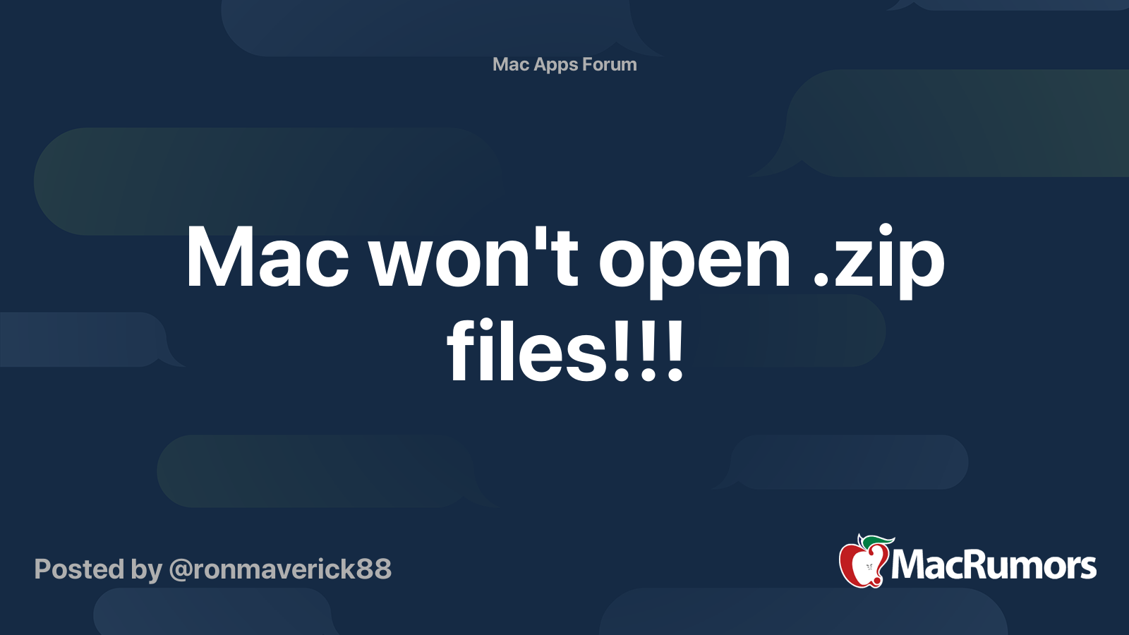 Mac won't open .zip files!!! MacRumors Forums