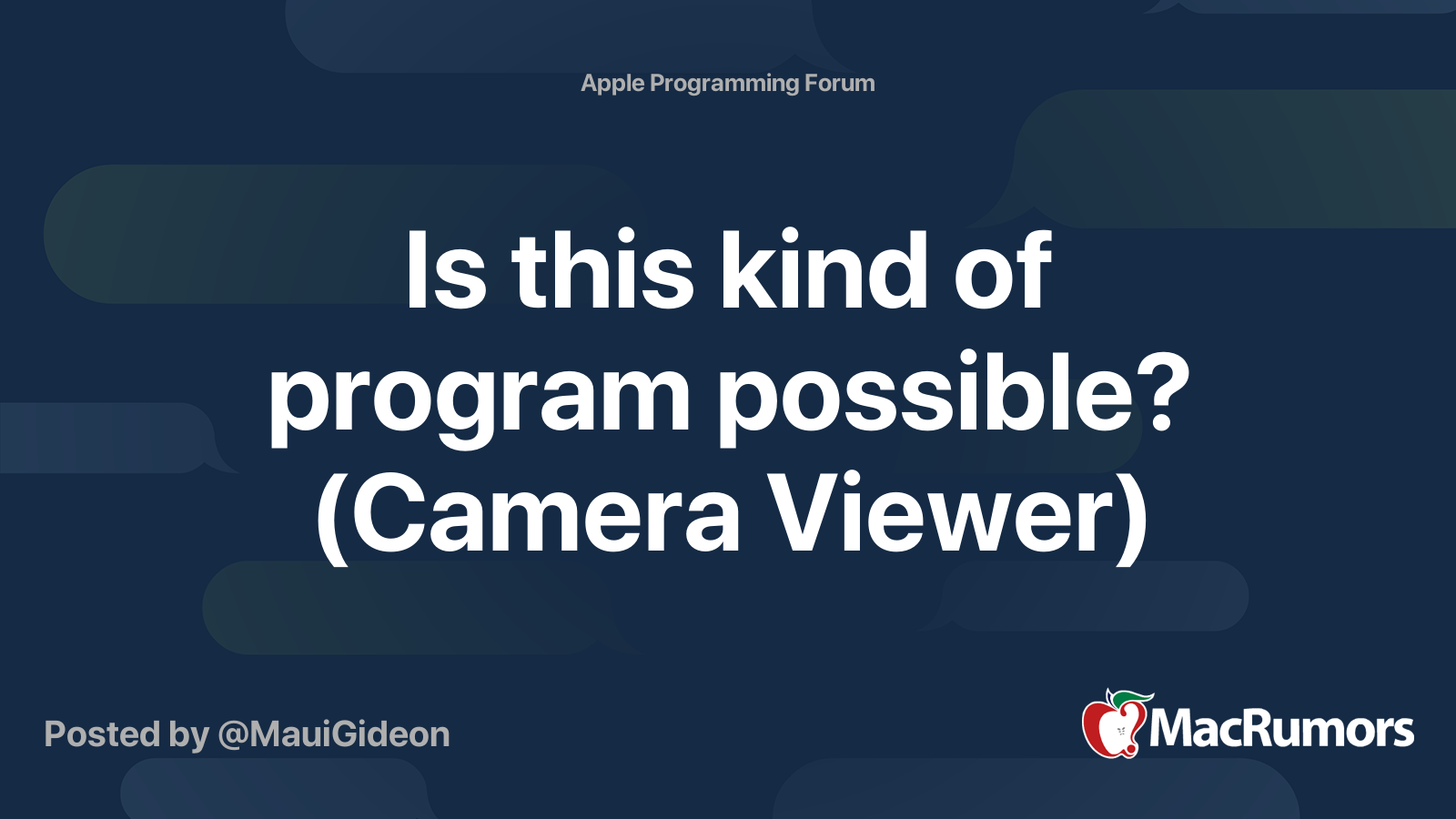 Is this kind of program possible? (Camera Viewer) | MacRumors Forums
