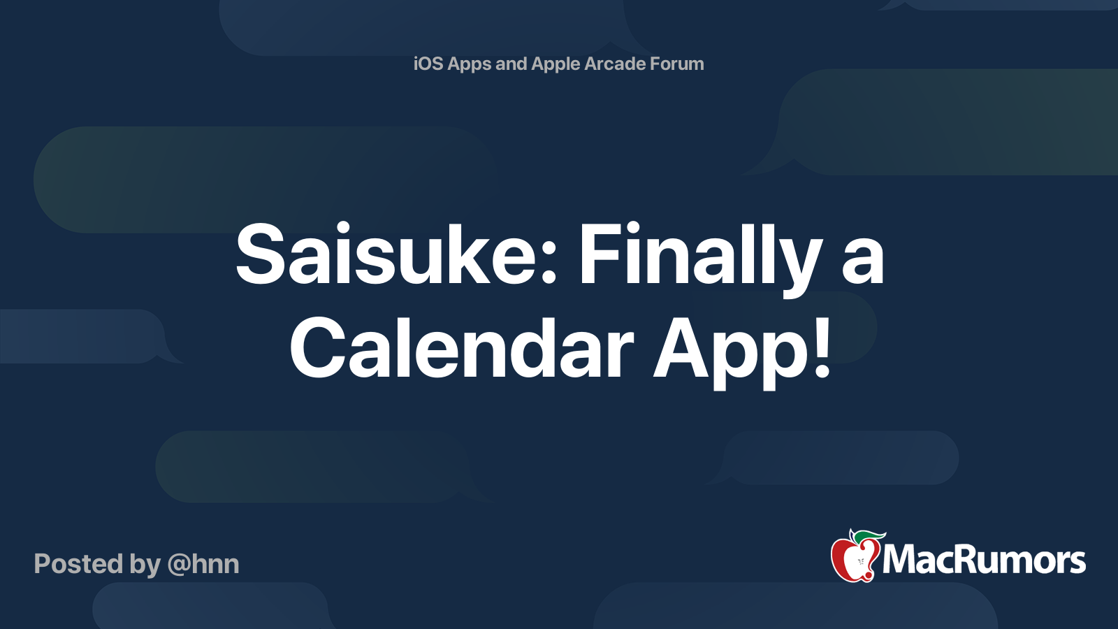 Saisuke Finally a Calendar App! MacRumors Forums