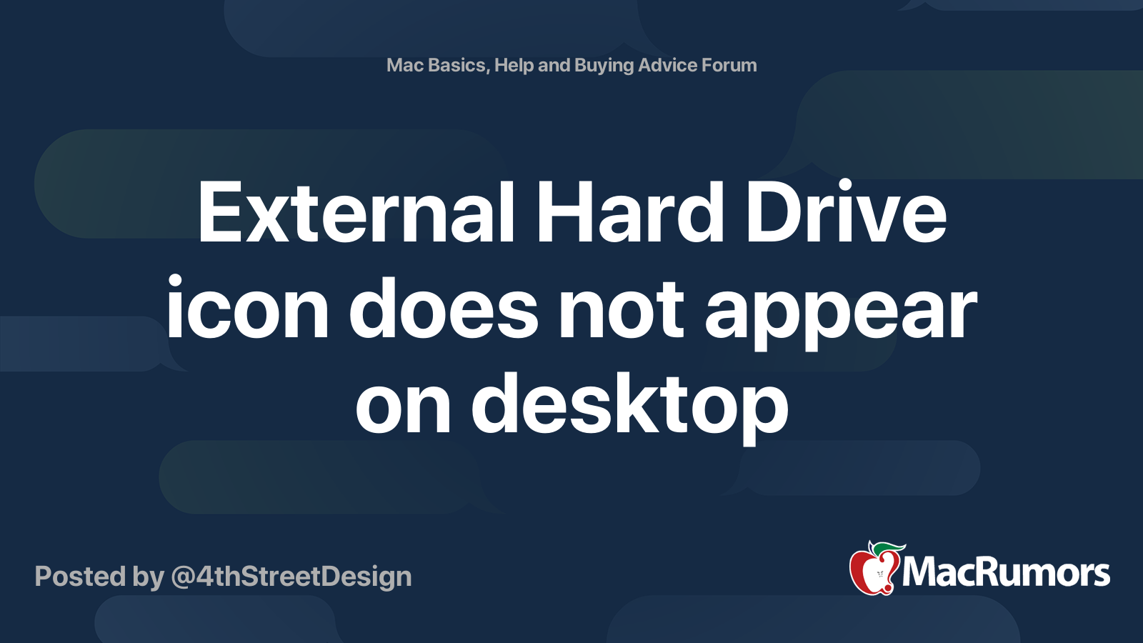 External Hard Drive icon does not appear on desktop MacRumors Forums
