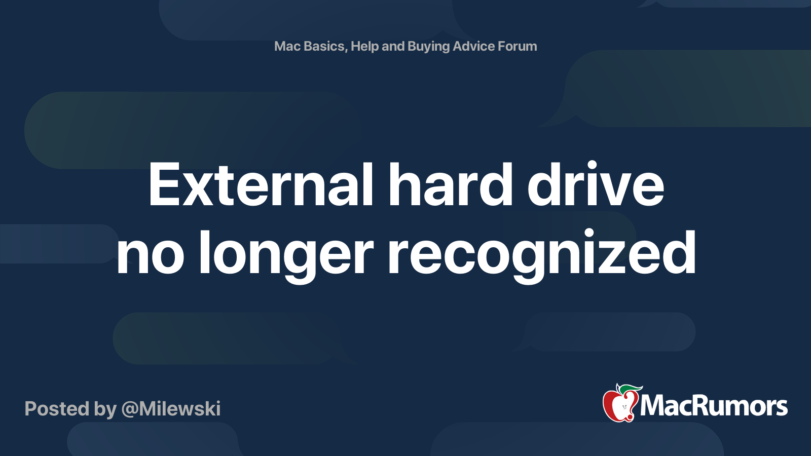 External hard drive no longer recognized MacRumors Forums