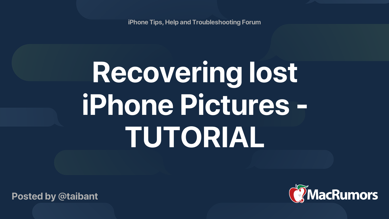 Recovering lost iPhone Pictures - TUTORIAL  MacRumors Forums