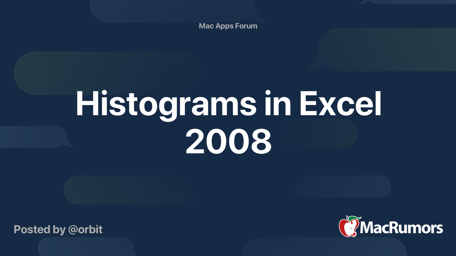 Histograms in Excel 2008 MacRumors Forums