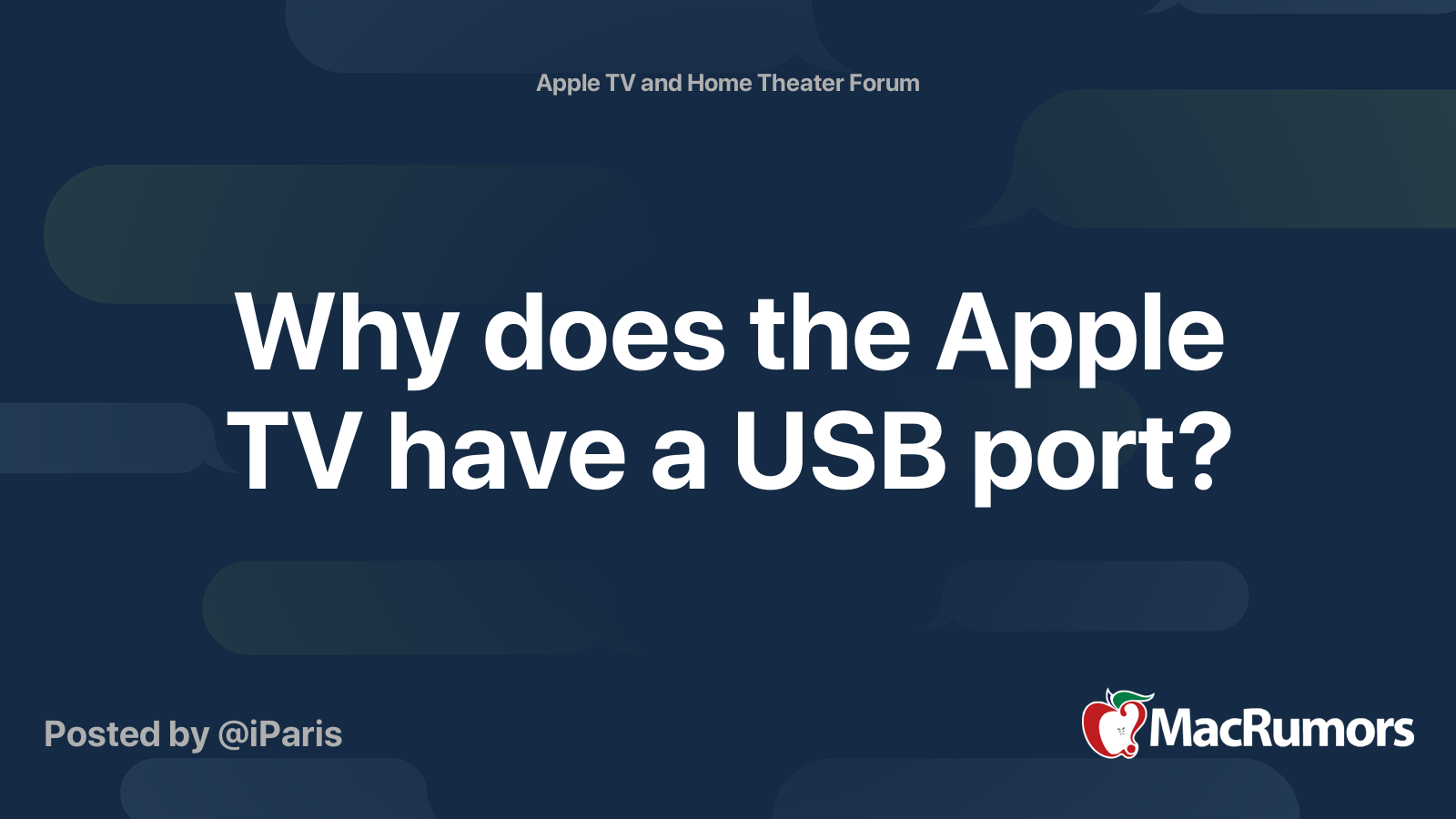 Why does the Apple TV have a USB port? | MacRumors Forums