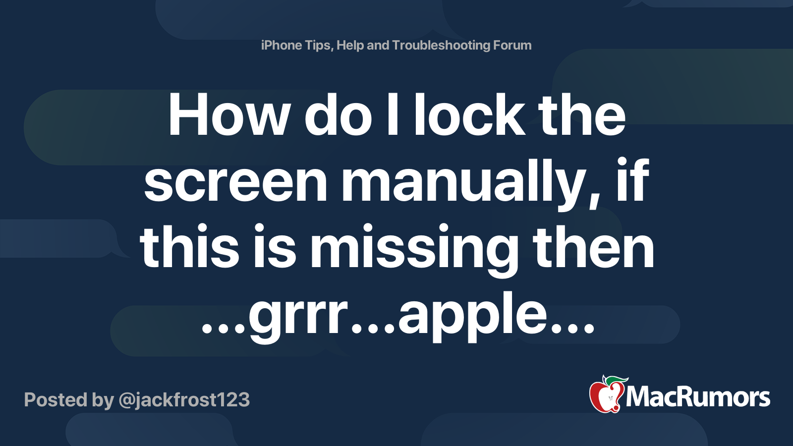 How Do I Lock The Screen Manually If This Is Missing Thengrrr
