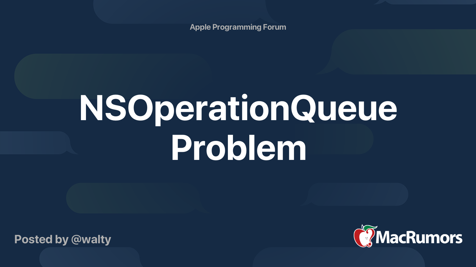 NSOperationQueue Problem | MacRumors Forums