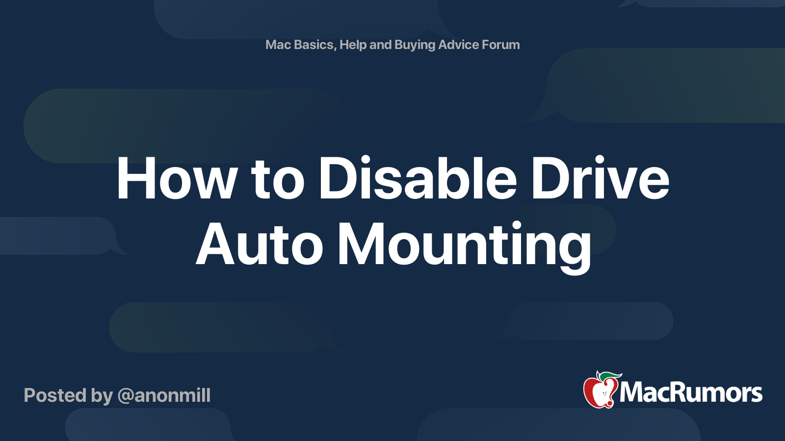 How to Disable Drive Auto Mounting MacRumors Forums
