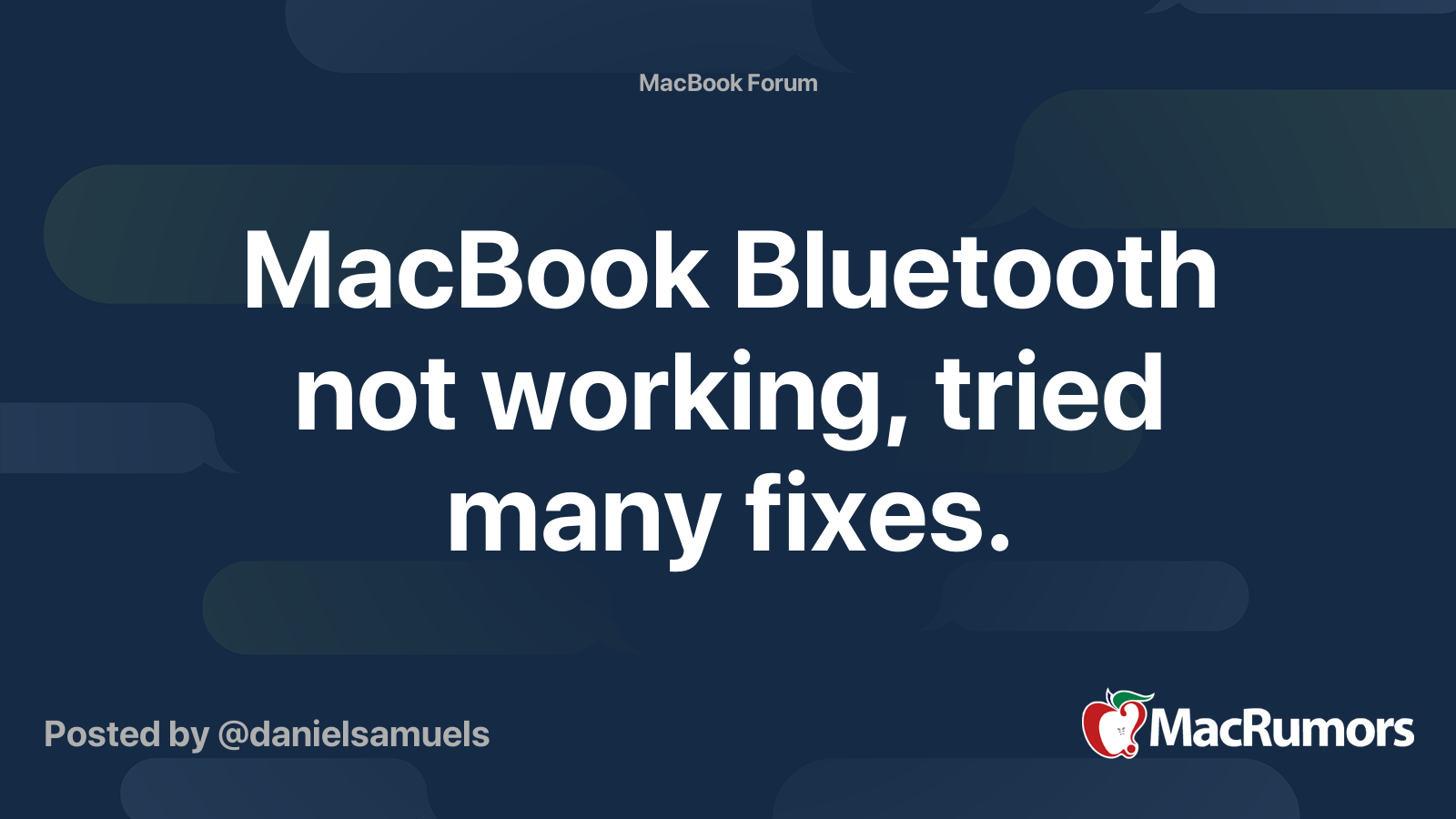 MacBook Bluetooth not working, tried many fixes. MacRumors Forums