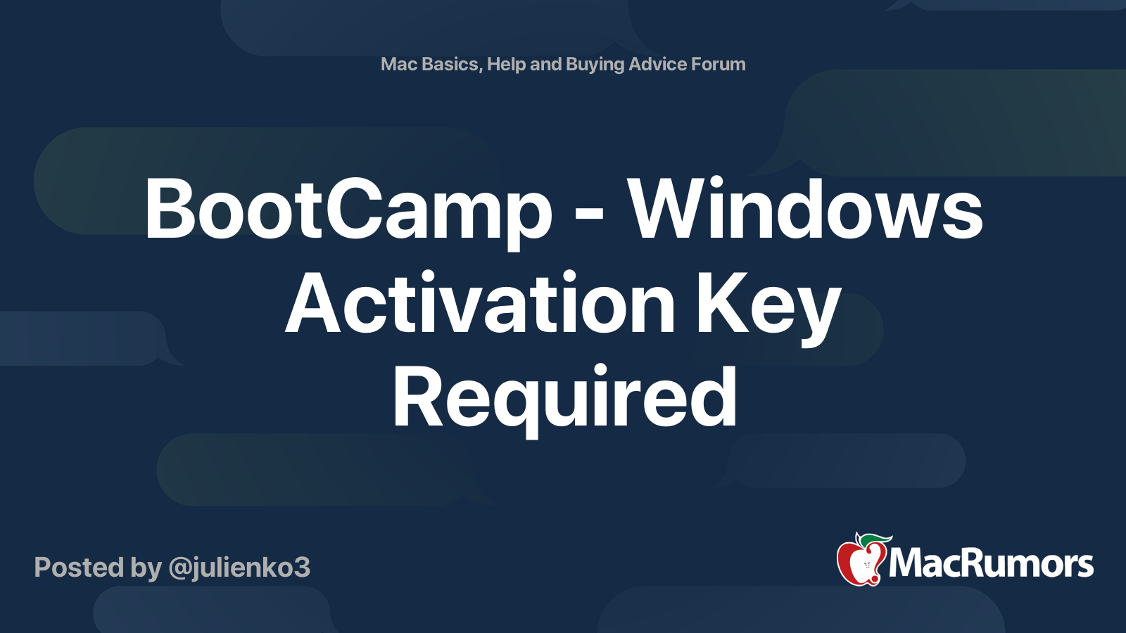 BootCamp Windows Activation Key Required MacRumors Forums