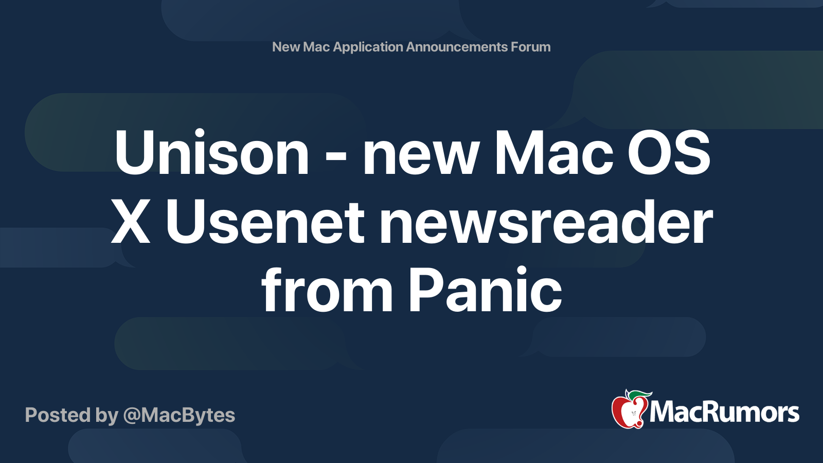 Unison - new Mac OS X Usenet newsreader from Panic | MacRumors Forums