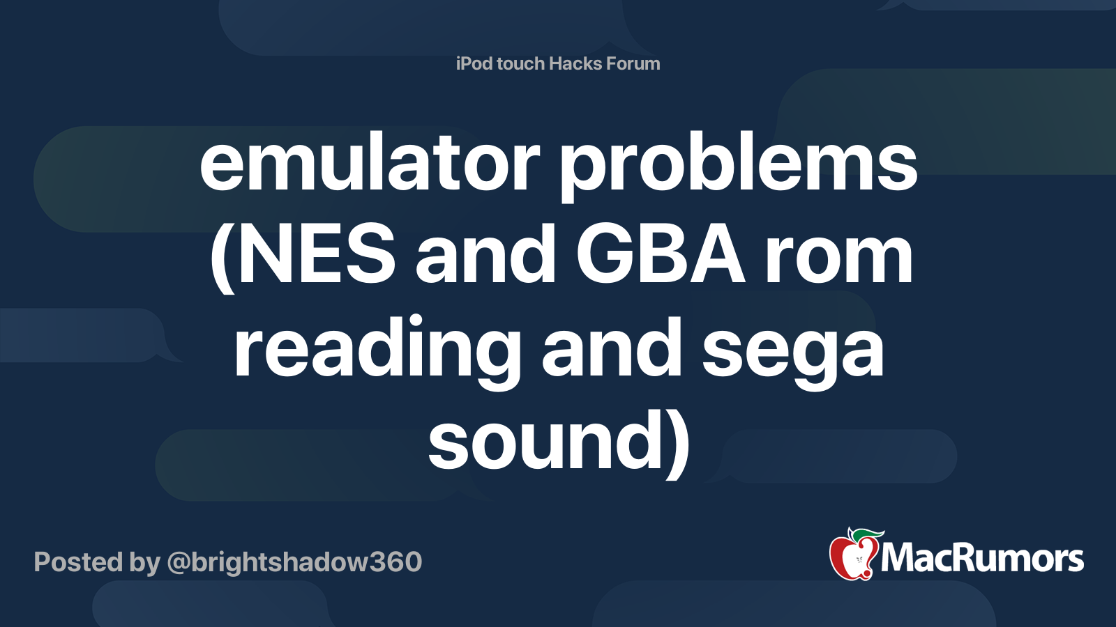 emulator problems (NES and GBA rom reading and sega sound) | MacRumors ...
