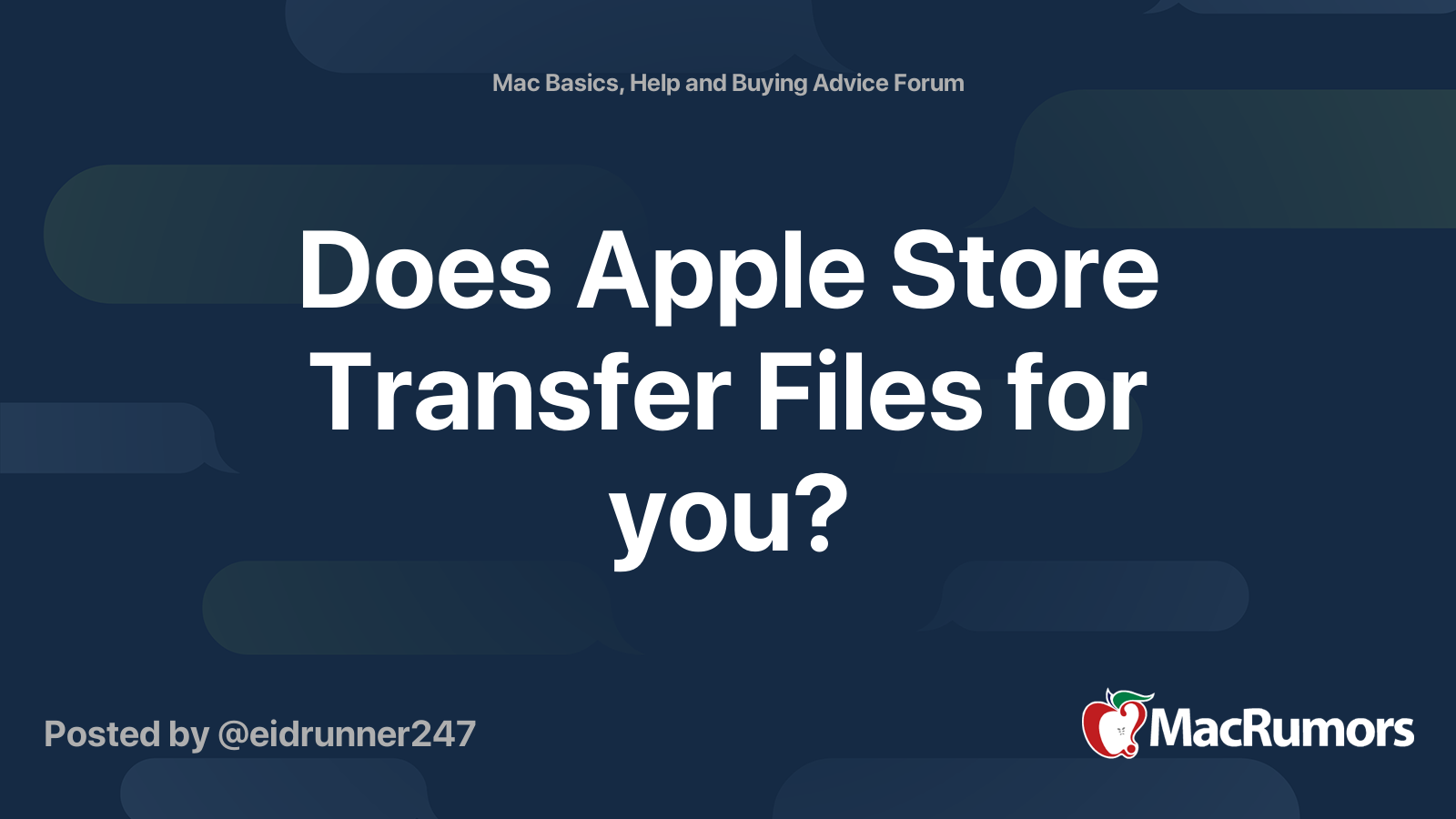 Does Apple Store Transfer Files For You MacRumors Forums
