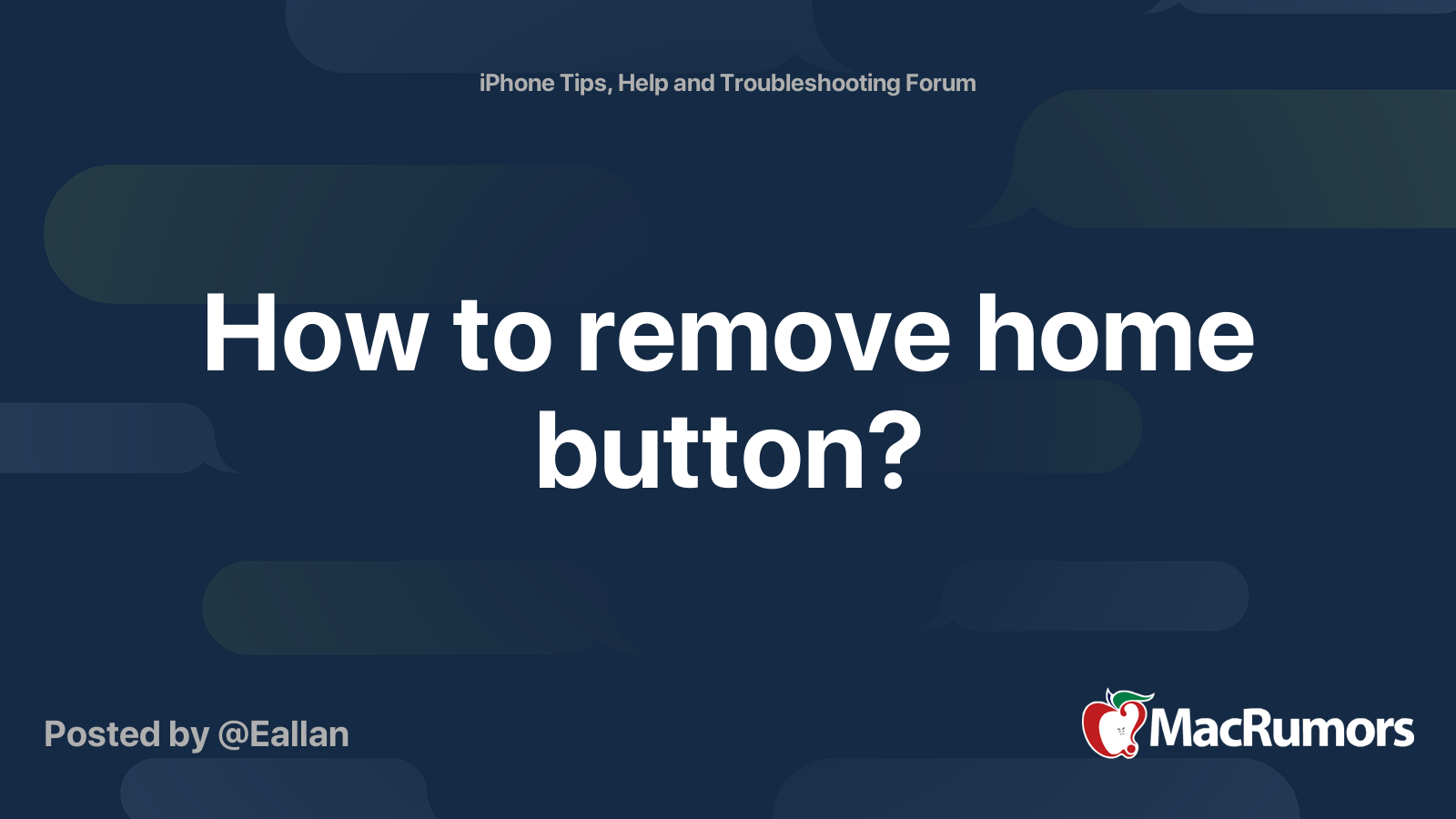 How to remove home button? MacRumors Forums