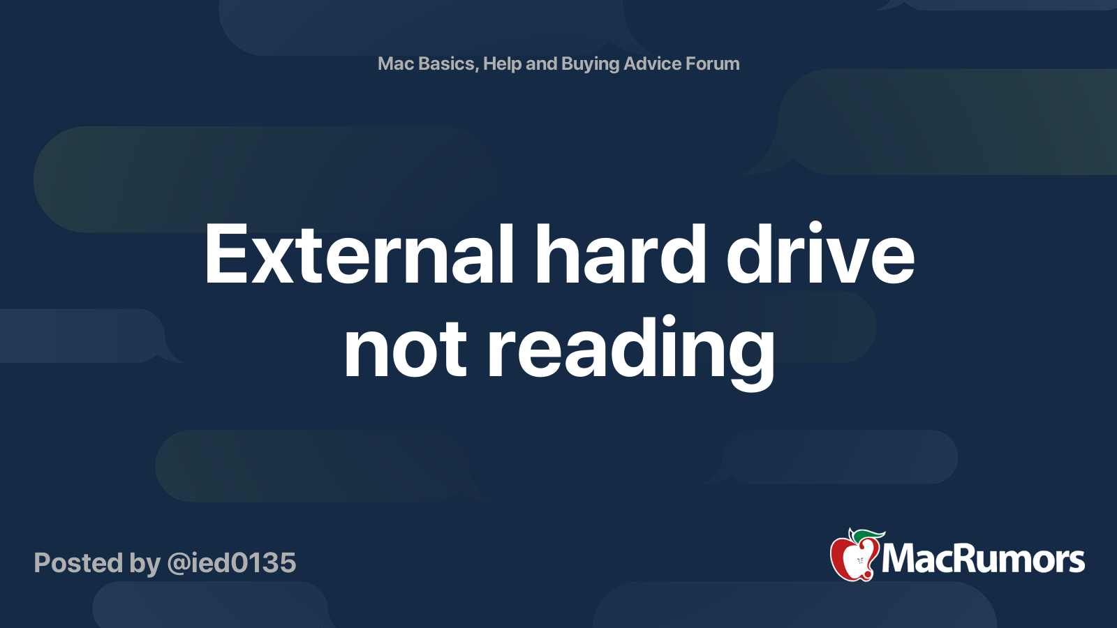 External hard drive not reading MacRumors Forums