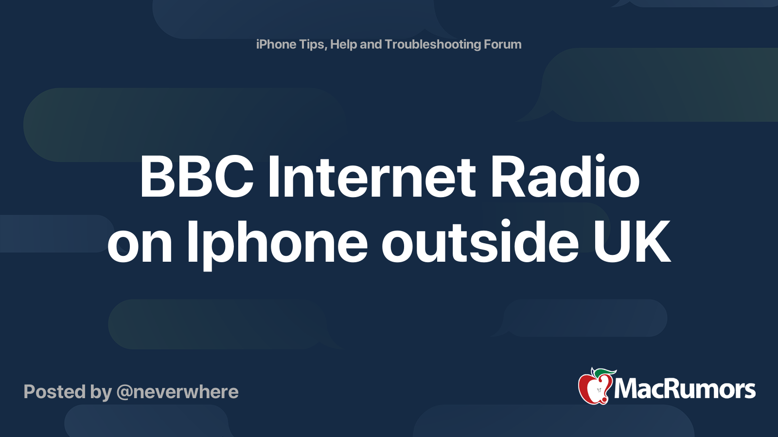 BBC Radio on Iphone outside UK MacRumors Forums