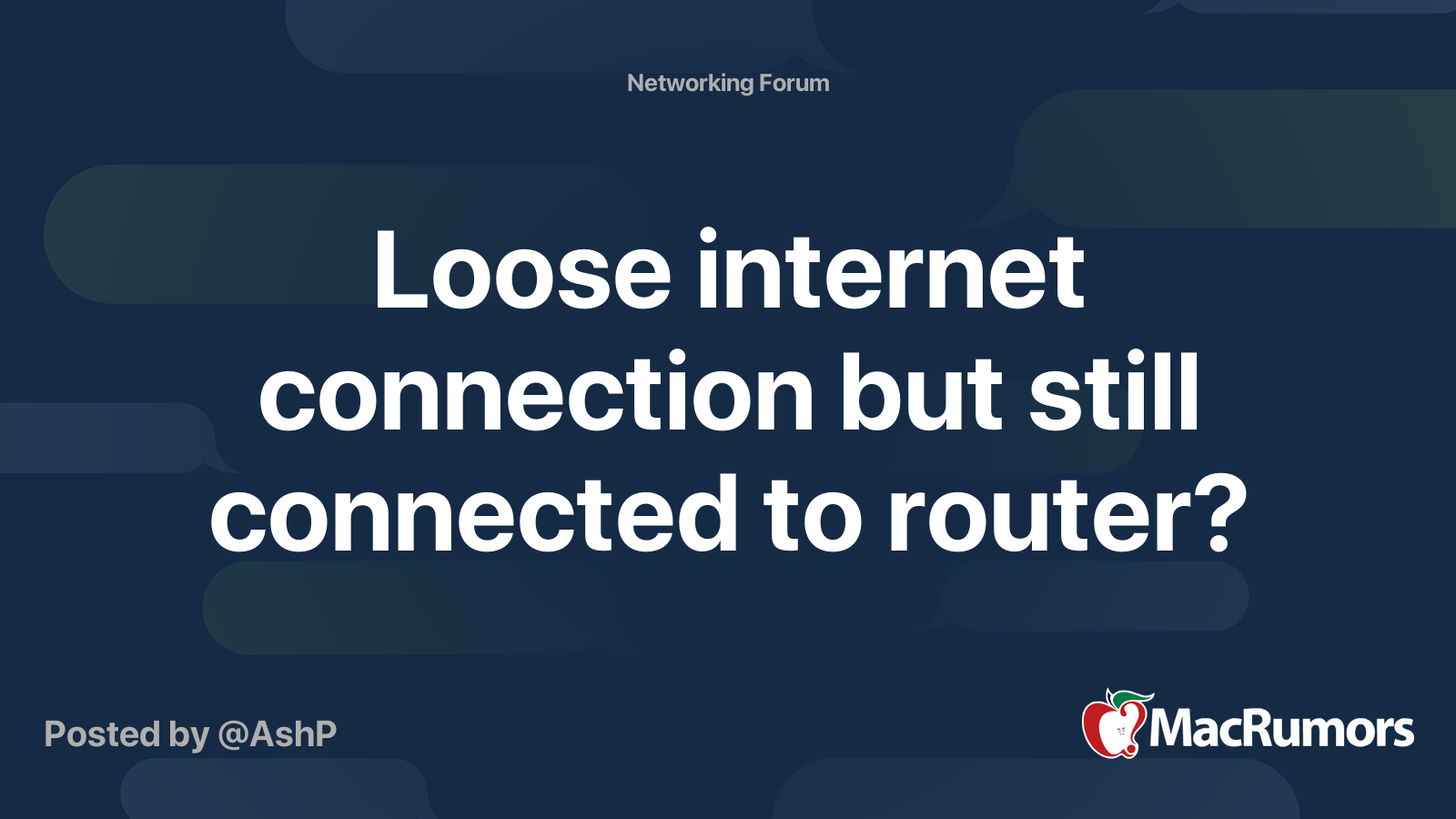 Loose internet connection but still connected to router? | MacRumors Forums
