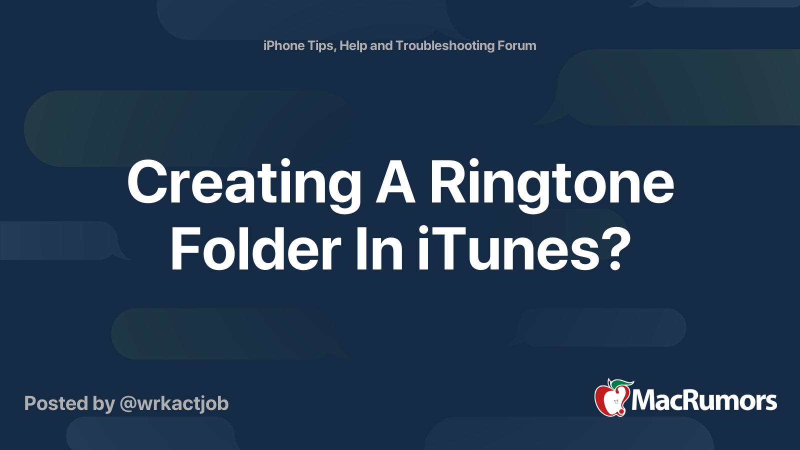 Creating A Ringtone Folder In iTunes? MacRumors Forums