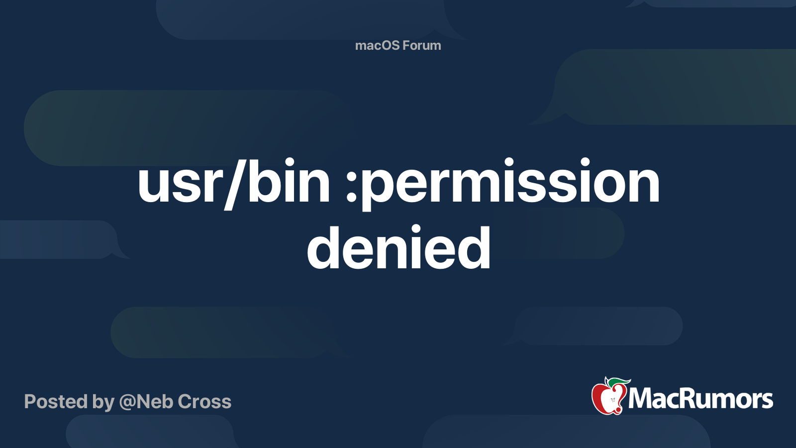 usr/bin permission denied MacRumors Forums