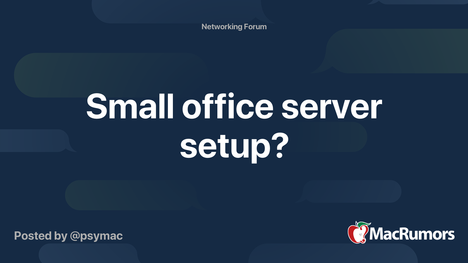 Small office server setup? | MacRumors Forums