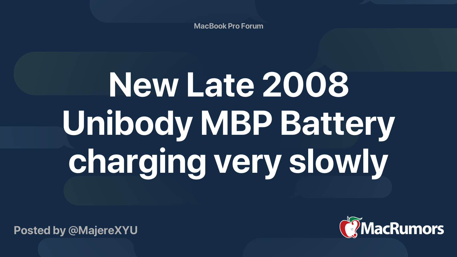 New Late 2008 Unibody MBP Battery charging very slowly MacRumors Forums