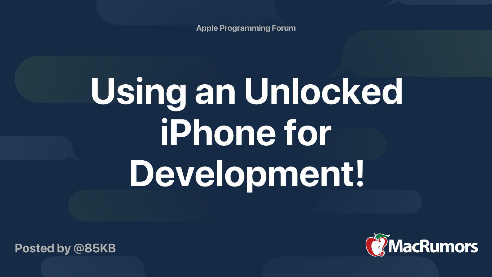 Using an Unlocked iPhone for Development! MacRumors Forums