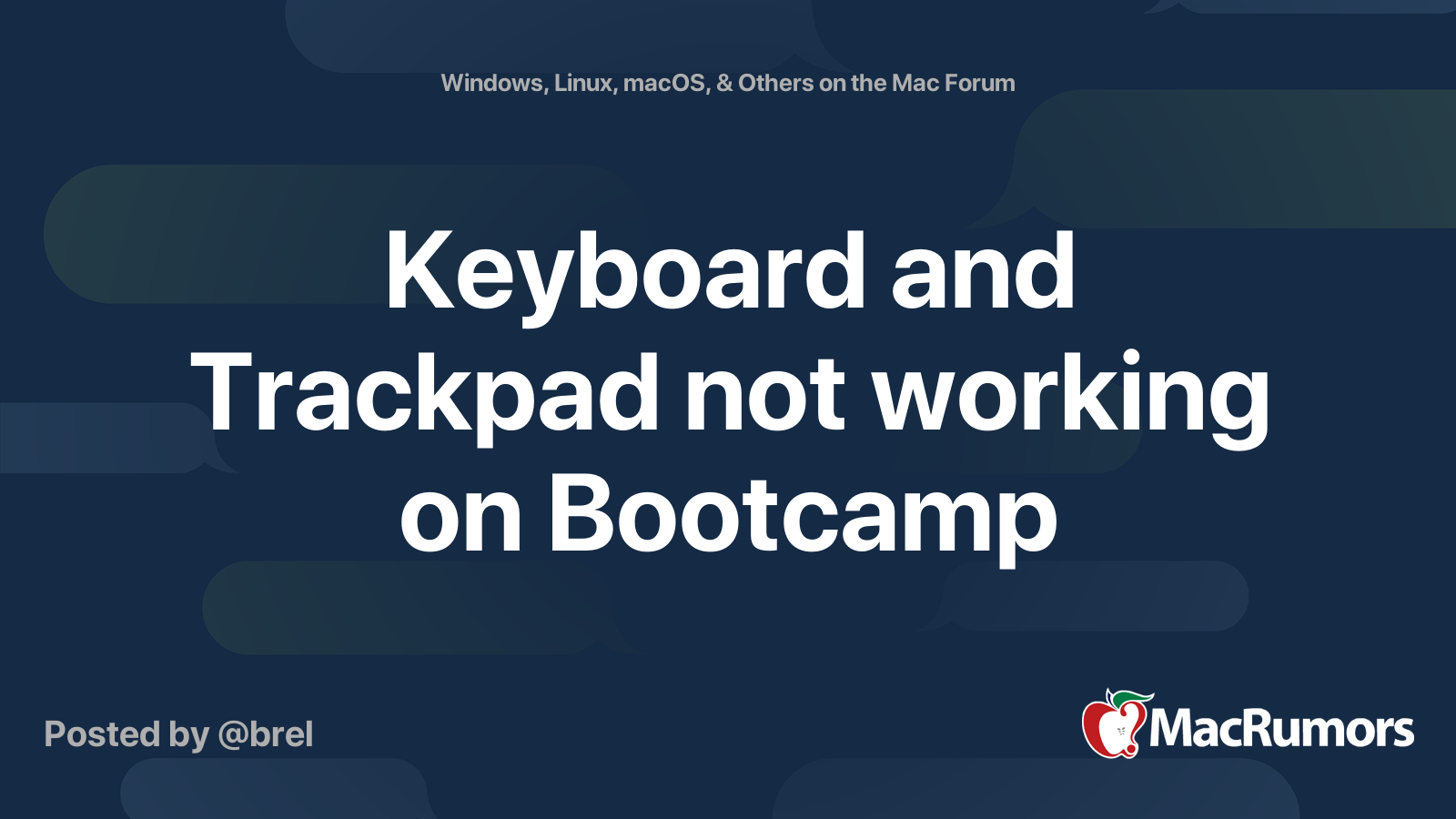 Keyboard and Trackpad not working on Bootcamp MacRumors Forums