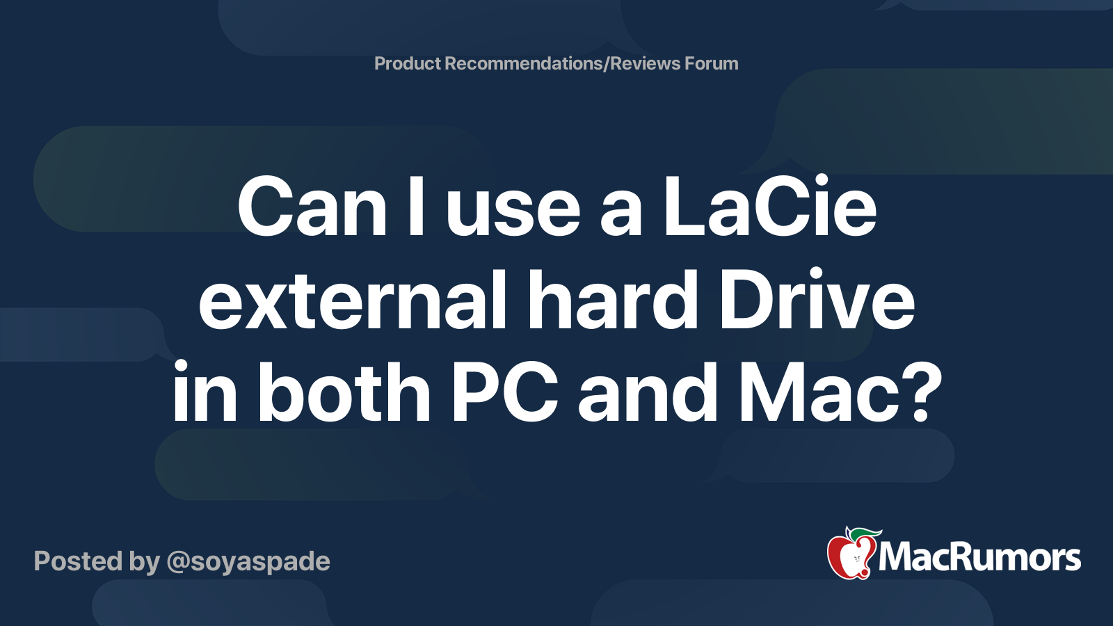 Can I use a LaCie external hard Drive in both PC and Mac? MacRumors