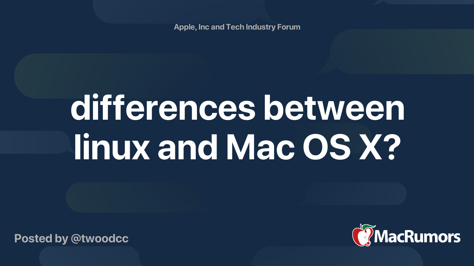 differences between linux and Mac OS X? | MacRumors Forums