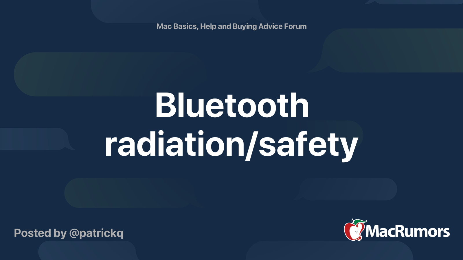 Bluetooth radiation/safety | MacRumors Forums
